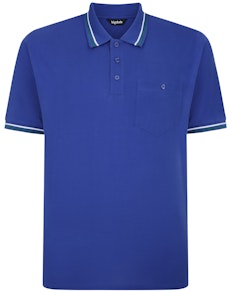 Bigdude Poloshirt mit Streifen und Tasche Kobalt